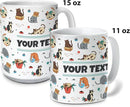 Personalized Mug for Kids - Cats - Custom Name/Text, Ceramic Hot Chocolate/Cocoa/Coffee Cup for Boys/Girls, Birthday/Christmas/Holiday Gift - 11 oz, Red Handle by TinyTreasures Baby Boutique