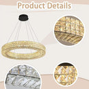 Dia 32" Ring Crystal Chandelier Modern Black Ring Chandelier Adjustable Height Luxury Crystal Pendant Ceiling Light Fixture for Dining Living Room Bedroom by CozyNest Decor