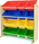 Humble Crew, Natural/Primary Kids' Toy Storage Organizer with 12 Plastic Bins, 34*35*15.5inch by TinyTreasures Baby Boutique