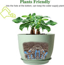 12/10/9 Large Modern Plant Pots, Plastic Planters with Drainage Holes and Saucers for Indoor Outdoor Plants Flowers, Green by GreenHaven Gardens