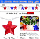 20 LED 4th of July Decor Big Star Lights, 17FT Red White and Blue Star String Lights Plug in, Memorial Day Independence Day Patriotic Decorations Outdoor Indoor for Home Garden Patio, White Wire by GreenHaven Gardens