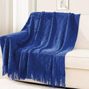 inhand Knit Klein Blue Throw Blanket for Couch, Soft Living Room Home Decor Knitted Twin Size Blanket, Outdoor Lightweight Breathable Summer Blanket, Farmhouse Warm Woven Decorative, 60"x80" by CozyNest Decor