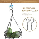 CAXXA 3-Tier Hanging Basket Fruit Organizer Kitchen Heavy Duty Wire Organizer with 2 Free Bonus Metal Ceiling Hooks, Black by CozyNest Decor