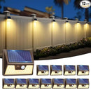 12 Pack Solar Motion Lights for Outside, Waterproof Fence Lights Outdoor, Warm White LED Wall Lights Wireless for Yard Steps Stairs Garden - Brown by GreenHaven Gardens