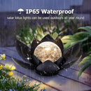 Huaxu Solar Lights Outdoor Garden Decor Metal Black Lotus Decoration, Crackle Globe Glass Waterproof LED Outside Table Lamp for Patio,Lawn, Yard,Walkway,Tabletop,Ground Gifts for Mom by GreenHaven Gardens