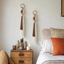 2Pcs Macrame Wall Hanging Boho Home Decor Fiber Art with Sphere Knots Tassels Handmade Yarn Art for Bedroom Living Room Office Entryway by CozyNest Decor