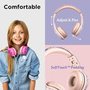 LilGadgets Connect+ Pro Wired Kids Headphones for School w/Microphone, Volume & Noise Reduction Over-Ear Headset w/Cord, SharePort Technology & SoftTouch Padding, Girl Power - Headphones for Kids by TinyTreasures Baby Boutique