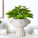 Face Planter Pot 7 Inch - Cute Ceramic Flower Head Planter for Indoor Outdoor Succulent Pot with Drainage Hole Flower Pot Present for Mother Christmas White by GreenHaven Gardens