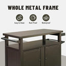 Domi Grill Carts Outdoor with Storage and Wheels, Whole Metal Portable Table and Storage Cabinet for BBQ,Deck,Patio,Backyard (Brown, L45xW20.31xH35.51 Inch) by CozyNest Decor