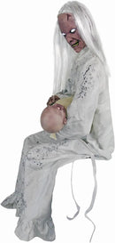 Haunted Hill Farm Life-Size Animatronic Gravely Granny by Tekky Halloween Decoration with Motion-Activated Sounds by CozyNest Decor