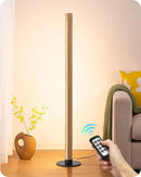 EDISHINE Corner Floor Lamp, Upgraded Dual-Sided Lighting, Wooden Floor Lamps for Living Room, Standing Lamp with Remote/Foot Control, 7CCT & Dimmable Floor Lamp for Bedroom, Office, Natural Wood by CozyNest Decor