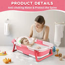 Baby Bathtub,Collapsible Baby Bath Tub with Thermometer & Soft Floating Cushion,Portable Travel Baby Bathtubs for Newborns to Toddlers 0-36 Months(Bear Pink) by TinyTreasures Baby Boutique