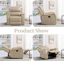 EBELLO Recliner Chair, Single Overstuffed Sofa Recliner, Breathable Faux Leather Manual Reclining Chairs with Hidden Cup Holder, Arm and Back for Adults, Living Room, Bedroom, Beige by CozyNest Decor