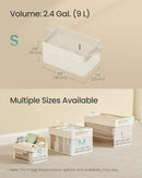 SONGMICS Storage Bins Set of 3, Small Fabric Storage Baskets, Foldable Organizer with Transparent Nylon Mesh, 11.8 x 7.9 x 5.9 Inches, Handles, for Bathroom, Kitchen, Cream White URFB915W01 by CozyNest Decor