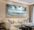 Framed Tropical Beach Wall Art - Ocean Waves Canvas Pictures Coastal Blue Sky and Sea Print Seaside Palm Tree Leaves Scene Painting Artwork Living Room Bedroom Office Home Decor 20" x 40" by CozyNest Decor