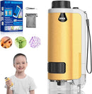 Portable Microscope for Kids, 100x-250x Zoom with LED Lights, Alloy Pocket Microscope for Boys & Girls, Educational Science Kit (Gold) by TinyTreasures Baby Boutique