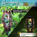 2PCS Hummingbird Solar Lanterns Glass & Metal Hanging Light Outdoor Waterproof 16" H Tabletop Lamp with Hollowed-Out Design with Shepherd's Hooks for Garden Patio Table Decor by GreenHaven Gardens