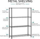IZEUK 1400 LBS Garage Black Shelving Wide Storage Shelves 4 Tier Adjustable Heavy Duty Metal Wire Rack Standing Shelf Unit for Kitchen Office College Dorm Garage Warehouse 15.8" x 45.8"x 59.4" by CozyNest Decor