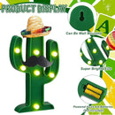 12 Pcs Cinco de Mayo LED Cactus Light with Mini Sombrero Straw Hats and Fake Beard Cinco De Mayo Table Decor Mexican Party Supplies for Table Room Bedroom Party Decoration (4.72 x 2.76 Inch) by GreenHaven Gardens