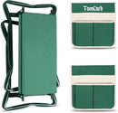 TomCare Upgraded Garden Kneeler Seat Widen Soft Kneeling Pad Garden Stools Garden Bench with 2 Large Tool Pouches Outdoor Foldable Gardening Gifts for Women Men Gardeners, Green by GreenHaven Gardens