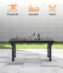 HDPE Outdoor Dining Table, 66.9” Rectangle Patio Dining Table for 6, All-Weather HDPE Outdoor Table with 2.2” Umbrella Hole, HDPE Patio Furniture for Deck, Backyard, Garden, Pool, Obsidian by CozyNest Decor