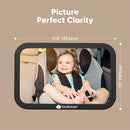 Safety Baby Car Seat Mirror - Wide Shatterproof Backseat Infant Car Mirror for Baby Rear Facing, Crystal Clear View, Travel Accessories, Easy Install & Adjustable for Removable Headrest (Matte Black) by TinyTreasures Baby Boutique