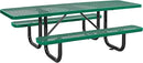 Global Industrial 8'L Rectangular Picnic Table, ADA Compliant, Expanded Metal, Green Thermoplastic Coating, Attached Benches, 1-1/2” Umbrella Pole Hole, Outdoor-Rated by GreenHaven Gardens