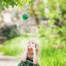 Wind Spinner Tail Gazing Ball Spiral Decorative Wind Spinner Sun Catcher 11inch Tail and 2 inch Glass Orb. Indoor Outdoor Garden Decoration Wind Sculptures-13 inch Height (Green) by GreenHaven Gardens