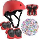 Kids Bike Helmet with Knee Elbow Wrist Pads Guards,Pink,for Ages 2-3-5-8-14,Sports Bicycle,Skate Scooter,Rollerblading with Unicorn Sticker by TinyTreasures Baby Boutique