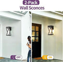Outdoor Wall Lights Set of 2, Exterior Sconce Lighting Fixtures, Black Outdoor Porch Lights, Outdoor Wall Lantern with Clear Stripe Glass for Patio, Garage by GreenHaven Gardens