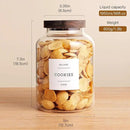 Set Of 2 Large Glass Jar with Wooden Lid with 132 Labels, Glass Storage Jars for Flour Pasta Candy Coffee Cookie and More(70 FL OZ/2000 ml) by CozyNest Decor