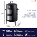 Realcook Vertical 17 Inch Steel Charcoal Smoker, Heavy Duty Round BBQ Grill for Outdoor Cooking, Black by GreenHaven Gardens