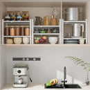 Expandable,Adjustable & Stackable Spice Rack, Cabinet Kitchen Countertop Shelf Organizer,Metal Pantry Storage Shelves - Space-Saving Storage Solution(1Pack/White/Large) by CozyNest Decor