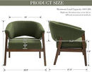 Mid-Century Modern Accent Chairs Set of 2, Comfy Barrel Armchairs with Wide Seat, Upholstered Lounge Chairs with Walnut Wood Legs for Living Room/Bedroom/Reading Corner, Linen Fabric, Deep Green by CozyNest Decor