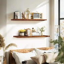 Floating Wall Shelves 2-Pack - 36-Inch Rustic Brown Wooden Shelves for Storage and Décor, Easy Installation for Living Room, Bedroom, and Kitchen by CozyNest Decor