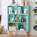 LEYAOYAO 7 Cube Bookshelf 3-Tier Bookcase with Legs, Mint-Green Kids Book Shelf Cute Storage Organizer, Toy Shelves Bookshelves,Wood Display Bookcases by CozyNest Decor