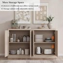 Fluted Buffet Cabinet with Storage, 60" Sideboard Buffet Accent Cabinet with 4 Door & Solid Wood Handle, Modern Buffet Table Credenza Console Cabinets for Living Room, Dining Room, Kitchen, Oak(1PCS) by CozyNest Decor