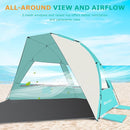 Gorich Portable Beach Tent for 3/4-5/6-7 Person with UPF 50+ UV Protection, Lightweight & Foldable Sun Shelter with 5 Sand Bags, Easy Setup Windproof Beach Umbrella Sun Shade by TinyTreasures Baby Boutique