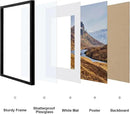 Vittanly 18x24 Picture Frames Set of 9, Shatter Resistant Plexiglass, Display 16x20 Pictures with Mat or 18x24 without Mat, Photo Frames for Wall or Tabletop, PVC Frame, Black by CozyNest Decor