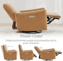 CHITA Power Recliner Chair Swivel Glider, FSC Certified Upholstered Faux Leather Living Room Nursery Reclining Sofa Chair with Lumbar Support, Cognac Brown by CozyNest Decor