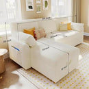 VanAcc Sofa Bed, Sleeper Sofa- 2 in 1 Pull Out Couch Bed with Storage Chaise for Living Room, White Sherpa 84in x 59in x 39in by CozyNest Decor