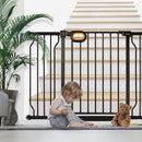Gate for Baby Indoor 29-57'' Wide, Adjustable Safety Gate for Stairs No Drilling Baby Gate with Door Pet Pressure Mount Gate for Kids Dogs Extension Kit Stairway Doorway Black (30.5'' Tall) by TinyTreasures Baby Boutique