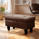 Ottoman Rectangular Storage Ottoman Bench, Faux Leather Footrest, Coffee Table, Stool Footstool with Hinged Lid for Living Room, Bedroom, Entryway, Brown, 28.5"x19"x17.5" by CozyNest Decor