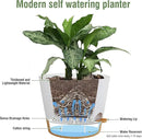 12 inch Large Self Watering Pots for Indoor Outdoor Plants, Flower Plant Pots with Drainage Holes for Garden House Plants, Plastic Planters with Reservoir for Home Plants, White with Brown by GreenHaven Gardens