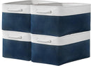 TcaFmac Organization and Storage Basket for Gifts Empty - 16x12x8 inch Large 4 Pack Collapsible Storage Box for Organizing, Fabric Storage Cubes for Cloth Toy Books Shelves(White & Jean Blue) by TinyTreasures Baby Boutique