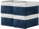 TcaFmac Organization and Storage Basket for Gifts Empty - 16x12x8 inch Large 4 Pack Collapsible Storage Box for Organizing, Fabric Storage Cubes for Cloth Toy Books Shelves(White & Jean Blue) by CozyNest Decor