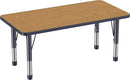Factory Direct Partners FDP Rectangle Activity School and Kids Classroom Table (24 x 48 inch), Toddler Legs, Adjustable Height 15-24 inches - Oak Top and Navy Edge by CozyNest Decor
