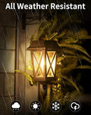 Solar Lanterns Outdoor Waterproof, Hanging Solar Lights with Glass Shade - 2 Pack LED Metal Wall Mount Outdoor Light for Yard/Garden/Patio - Black by GreenHaven Gardens