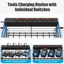 CCCEI Blue Power Tool Organizer Wall Mount, Large Tools and Battery Storage Rack Charging Station Individual Switches. Drills Holder, Garage Utility Shelves with 6FT Power Strip. Gift for Men. by GreenHaven Gardens