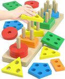 Montessori Toys for 1 2 Year Old Girl and Boy Birthday Gifts, Shape Sorter Wooden Toys for Toddlers Age 1-3 2-4, Learning Educational Sensory Stacking Toddler Puzzles by TinyTreasures Baby Boutique